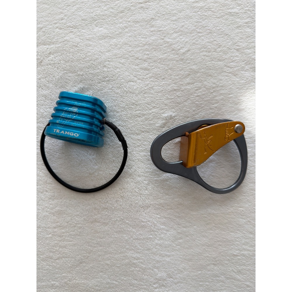 Trango Pyramid Petzl Reverso Belay Device Lot Climbing Gear Blue Orange Grey